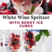 White wine spritzer Pinterest graphic with text and photos.