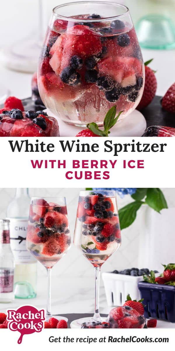 White wine spritzer Pinterest graphic with text and photos.