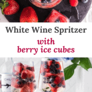 White wine spritzer Pinterest graphic with text and photos.