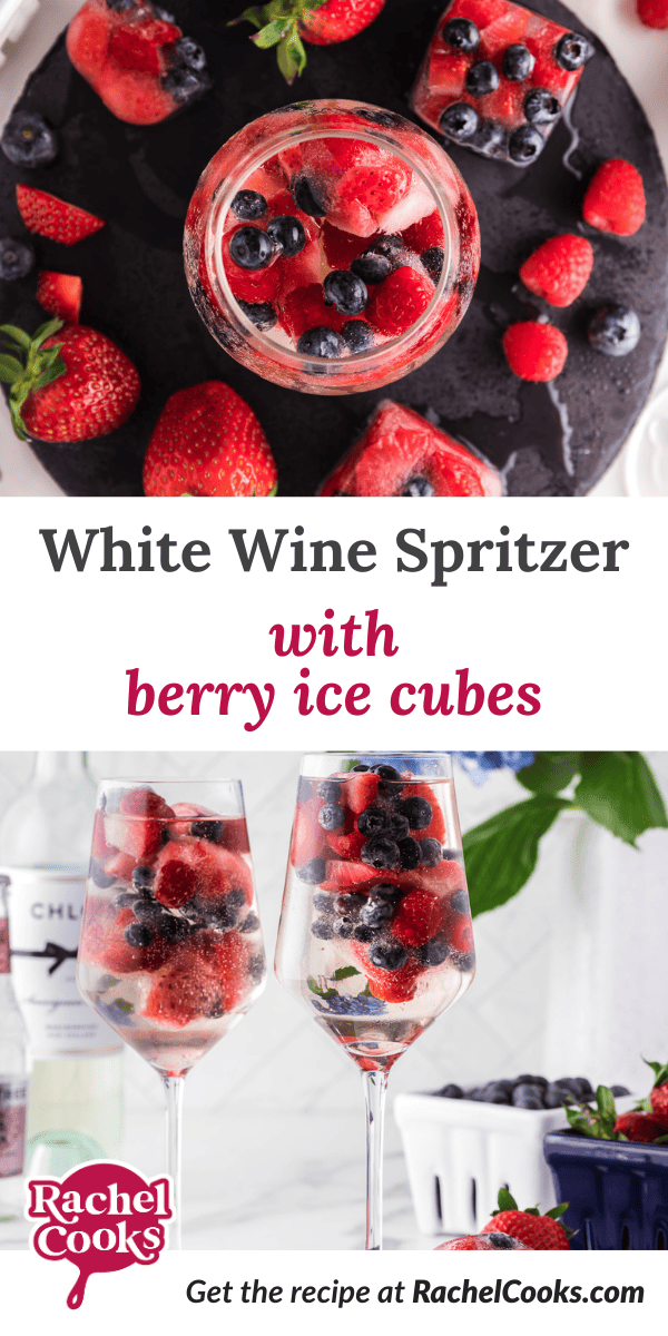 White wine spritzer Pinterest graphic with text and photos.