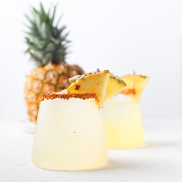Pineapple margarita with chili rim.