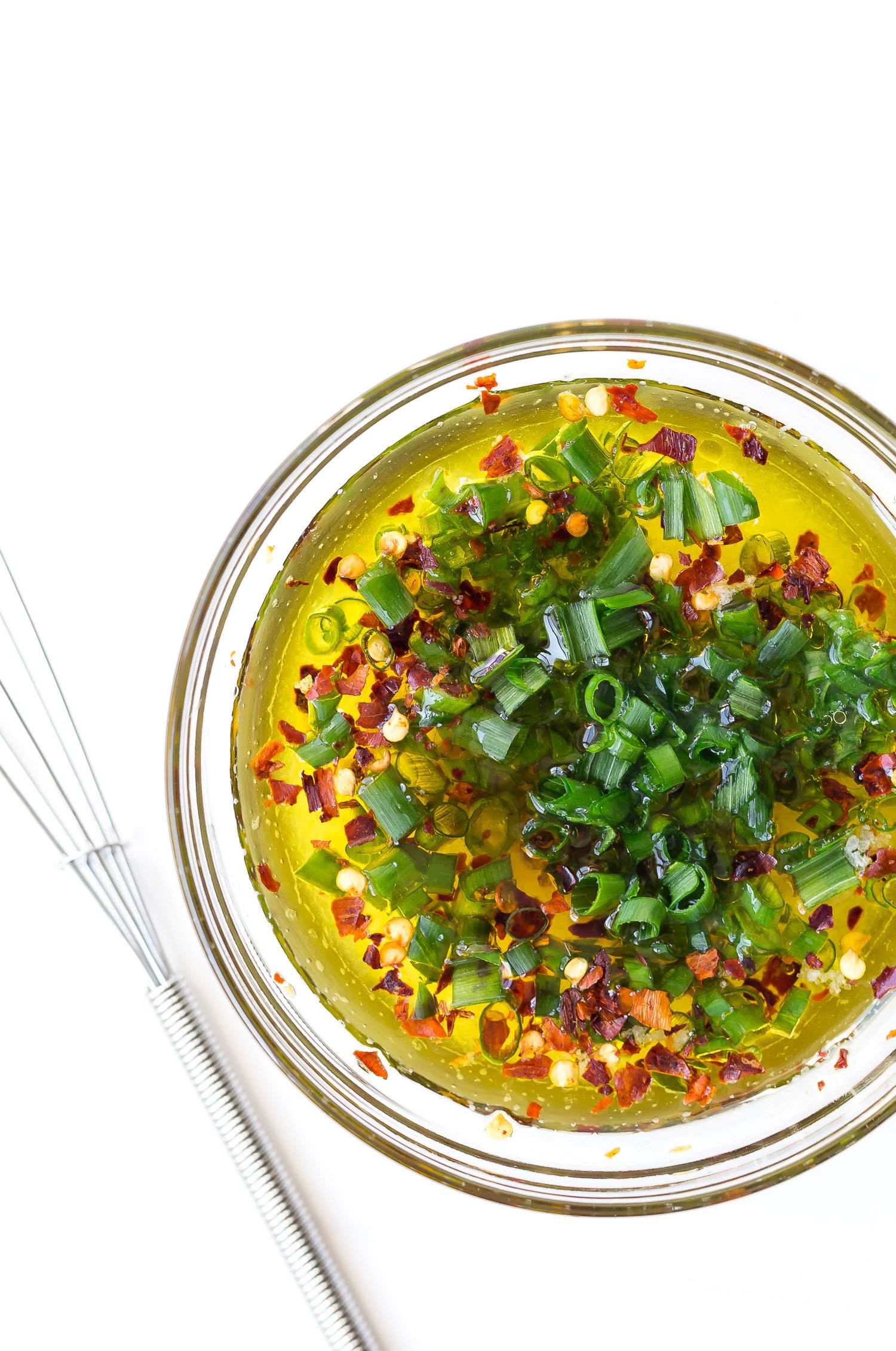 Lemon chive sauce in a small bowl.