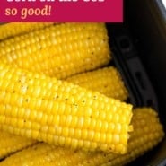 Air fryer corn on the cob Pinterest graphic.