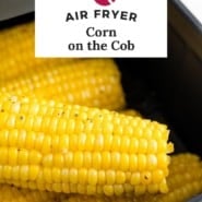 Air fryer corn on the cob Pinterest graphic.