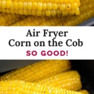 Air fryer corn on the cob Pinterest graphic.