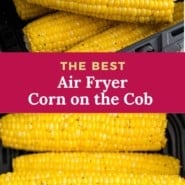 Air fryer corn on the cob Pinterest graphic.