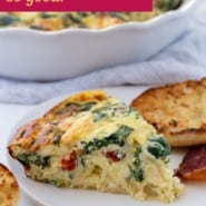 Crustless quiche Pinterest image with photos and text.