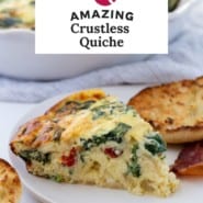 Crustless quiche Pinterest image with photos and text.