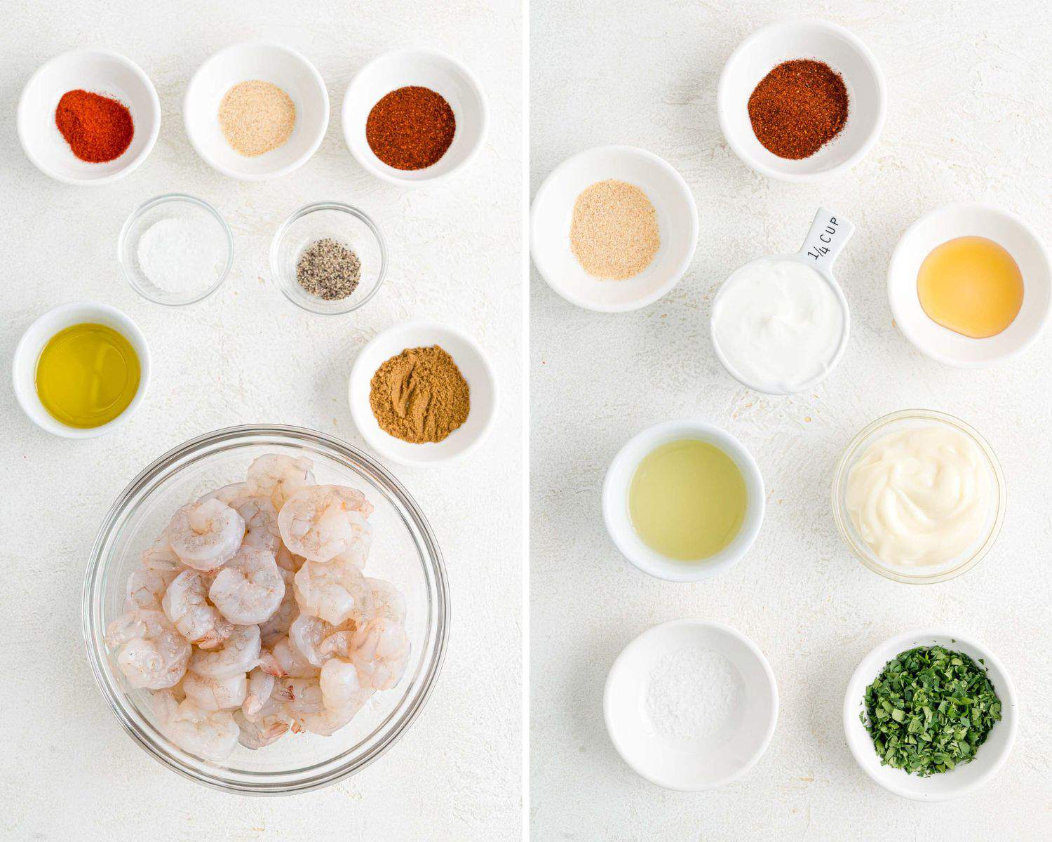 Ingredients needed for shrimp tacos.
