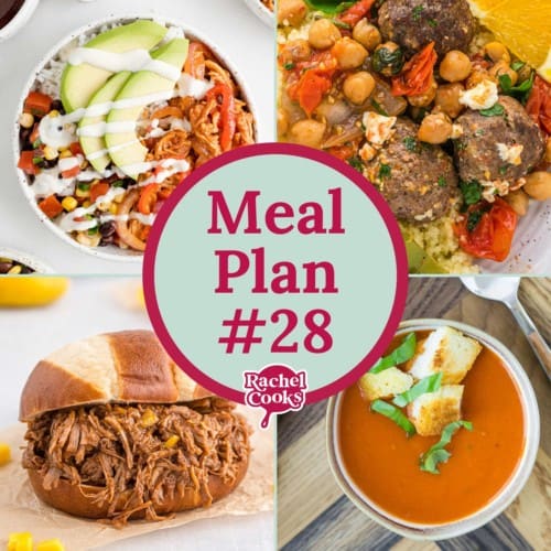 Meal plan 28 graphic with text and photos.