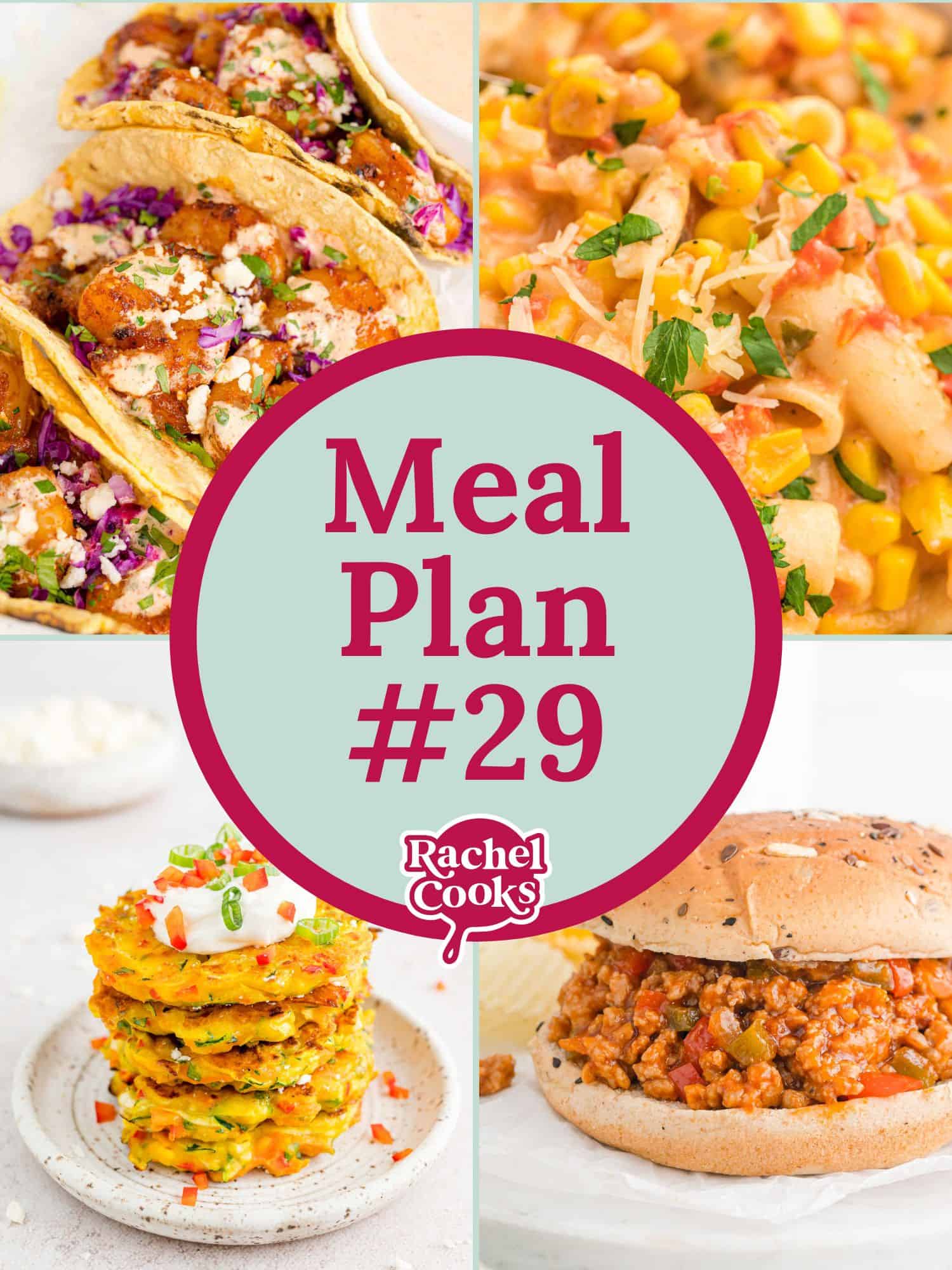 Meal plan 29 graphic with text and photos.