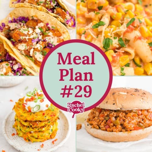 Meal plan 29 graphic with text and photos.