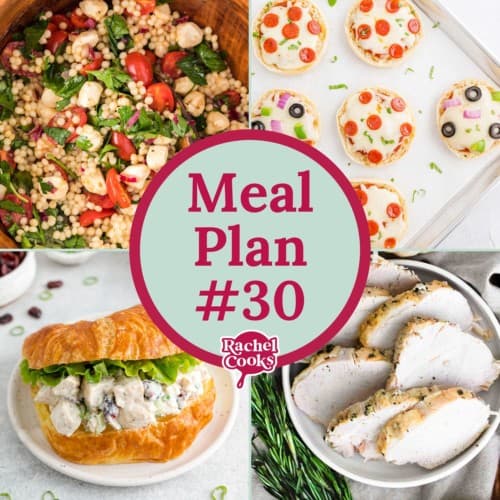Meal plan 30 graphic with text and photos.