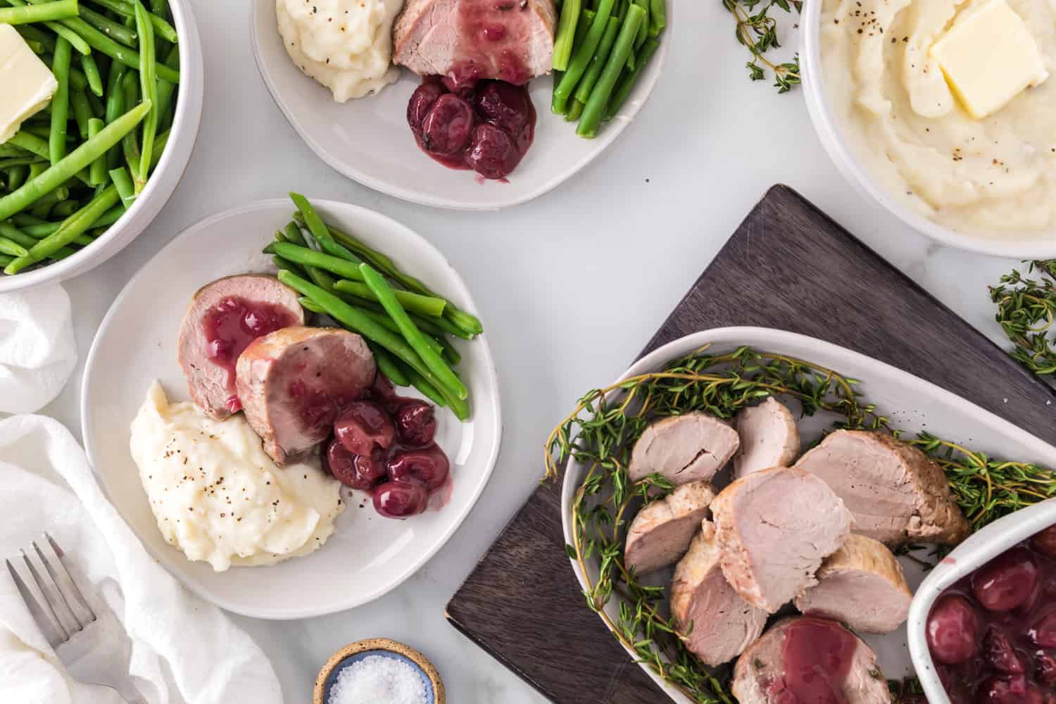 Plated food, seen from above.