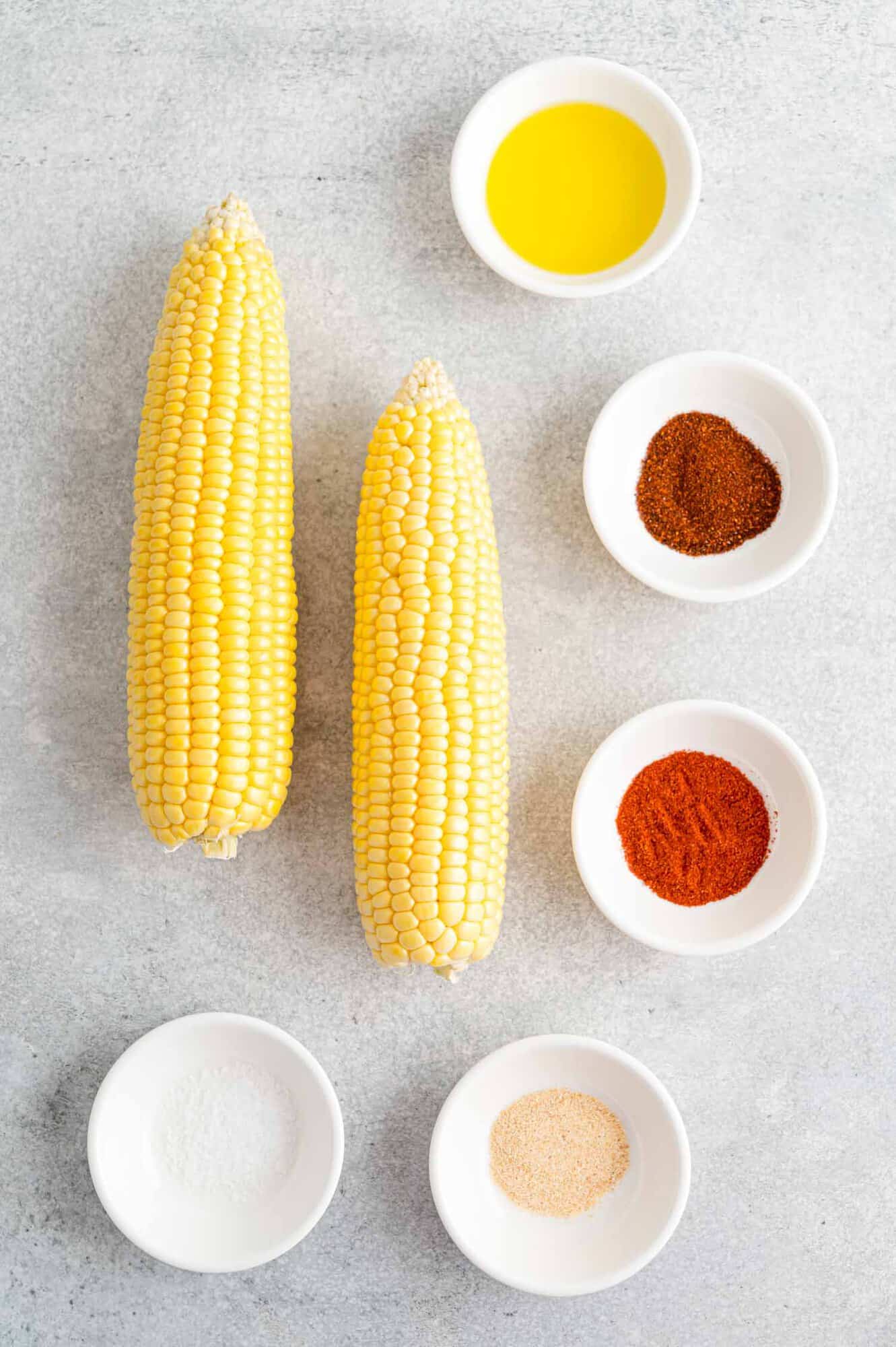 Ingredients needed for recipe, including fresh corn.
