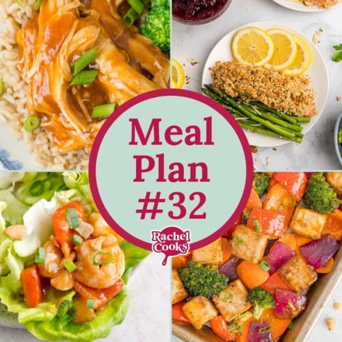 Meal plan 32 preview image with text and photos.