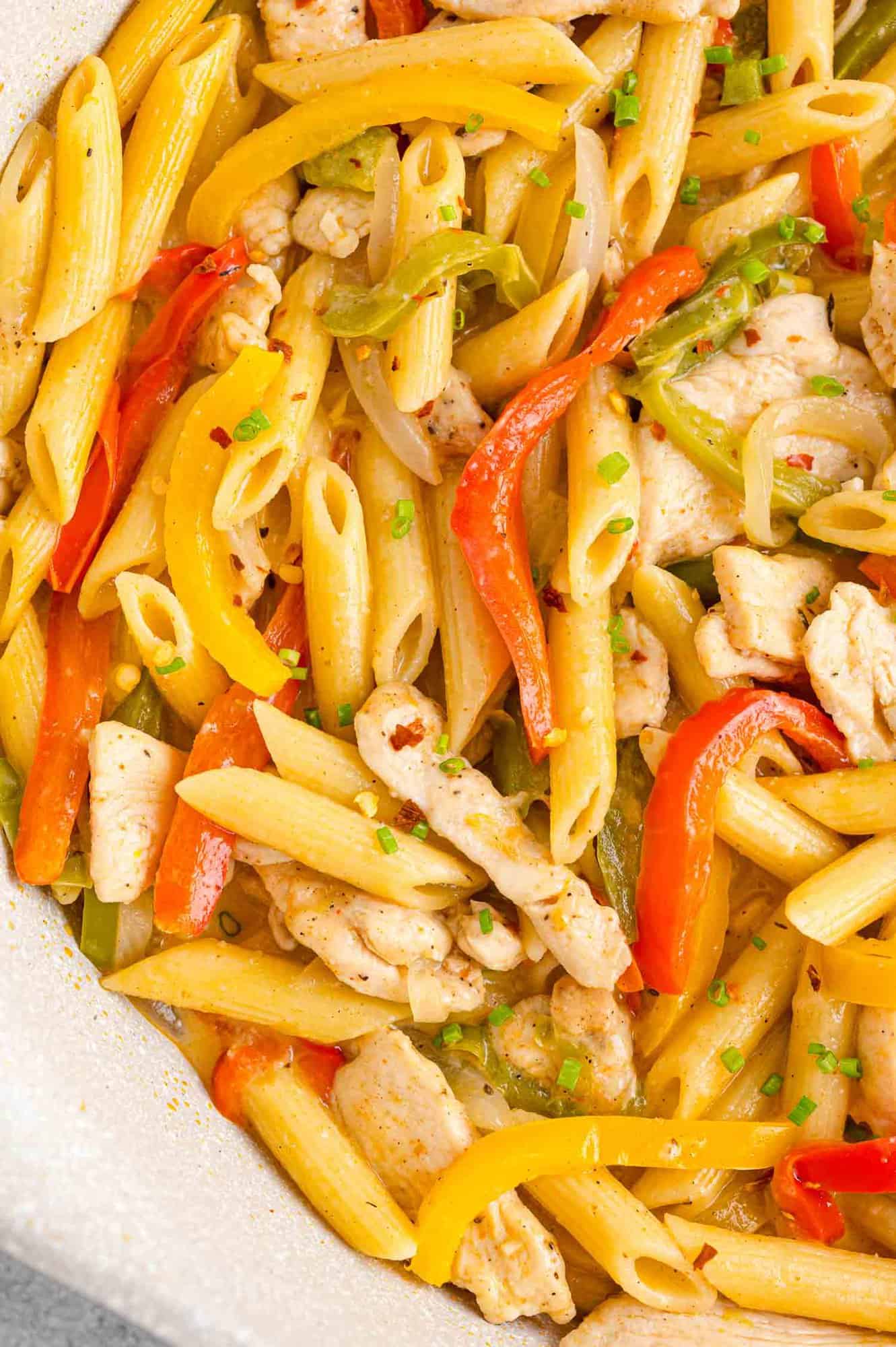 Close up of Rasta Pasta in a large bowl.