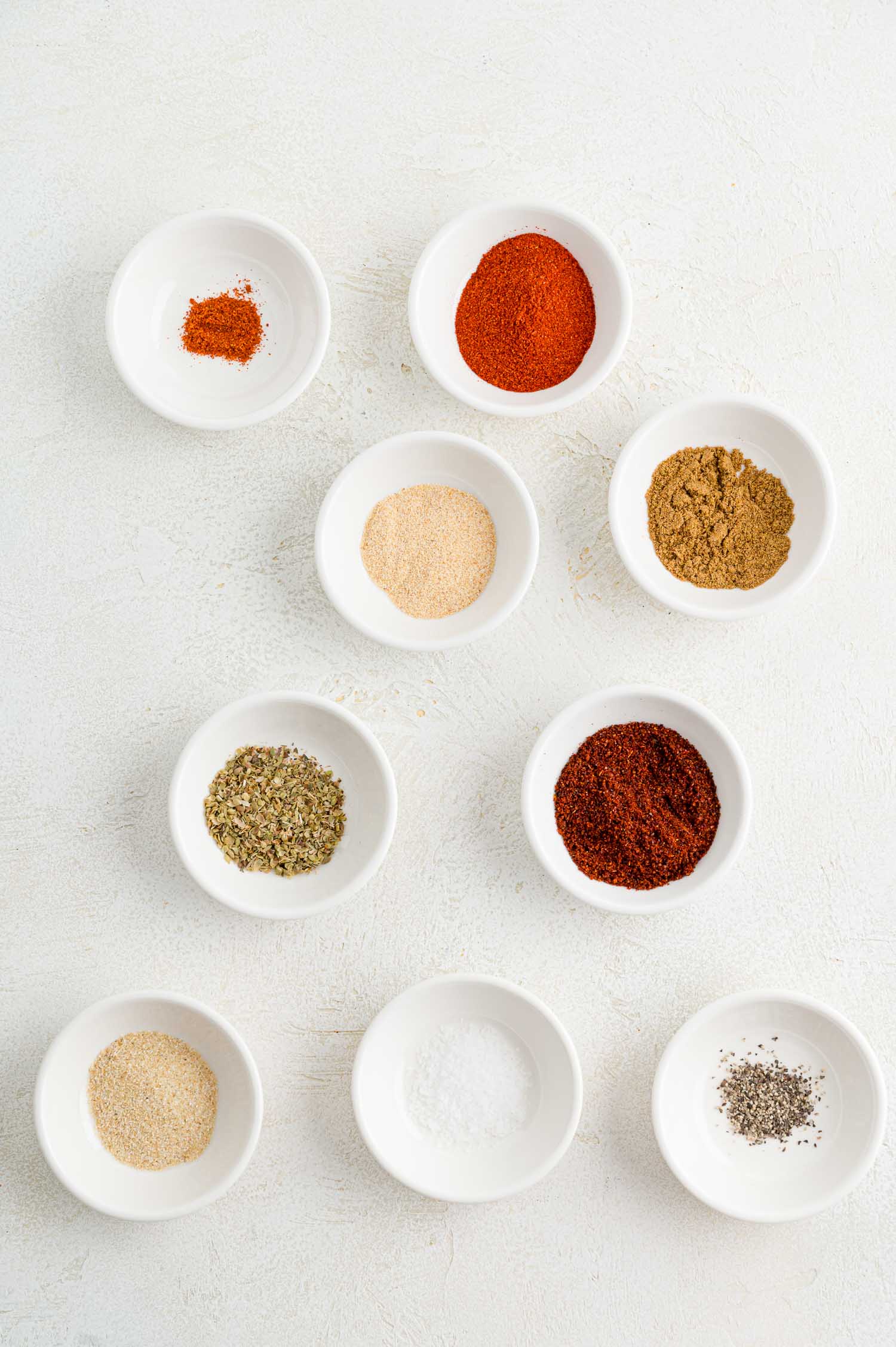 The ingredients for a Southwest spice blend.
