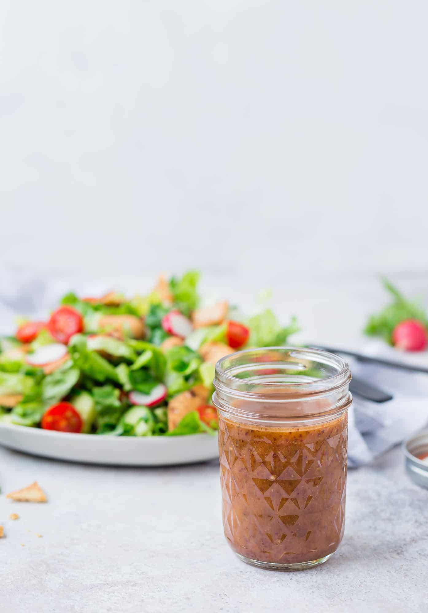 Salad dressing for fattoush salad.