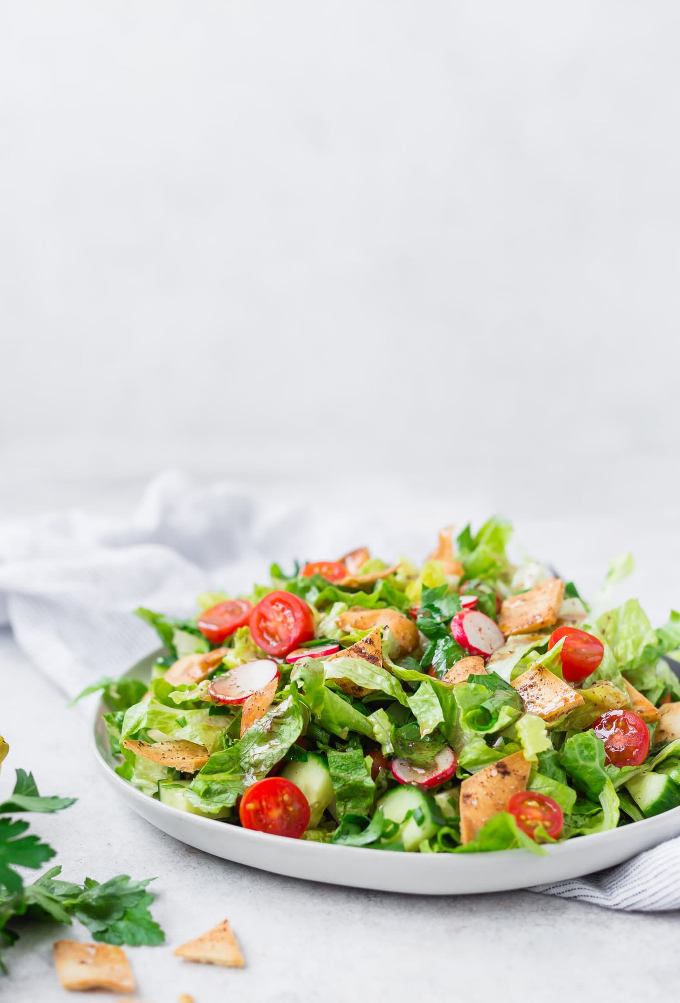 Platter of fattoush style salad.