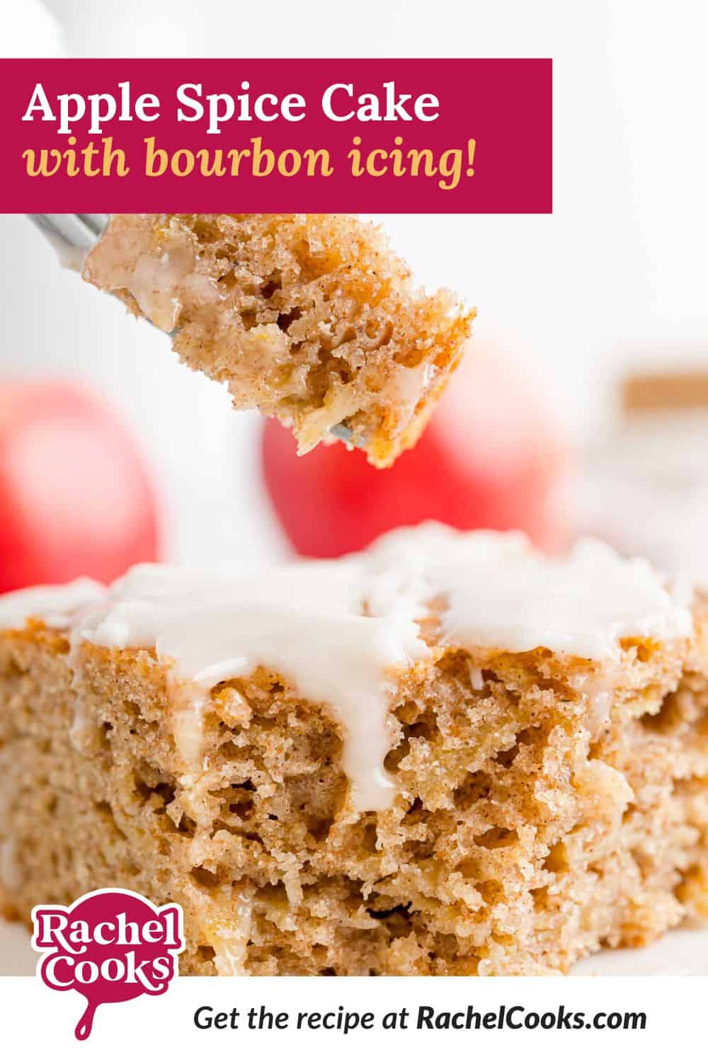 Pinterest title image for Apple Spice Cake with Bourbon Icing.