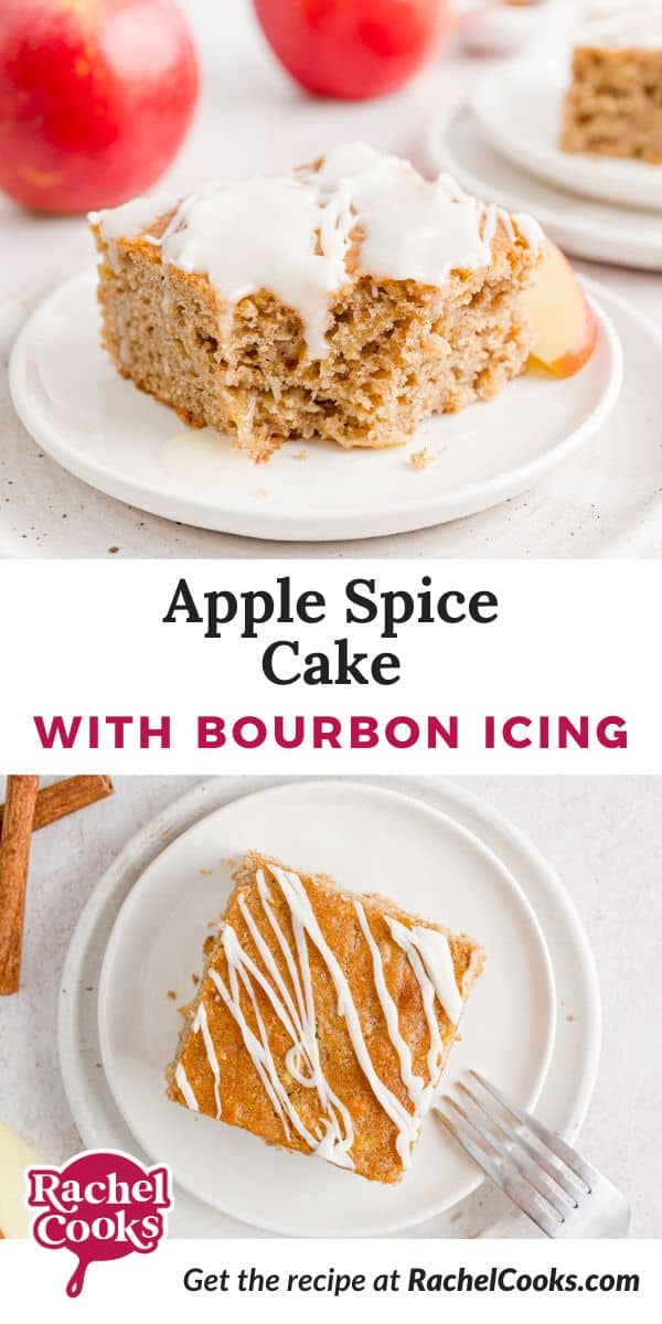 Pinterest title image for Apple Spice Cake with Bourbon Icing.
