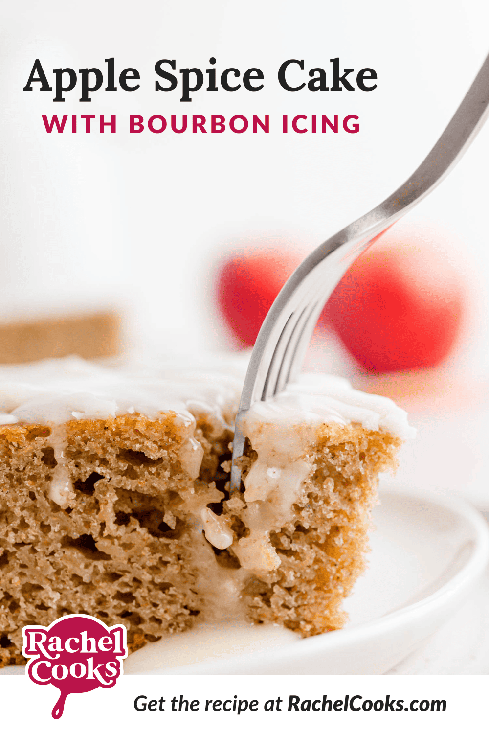 Pinterest title image for Apple Spice Cake with Bourbon Icing.