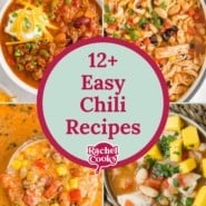 Chili recipes round up graphic, including text and photos.