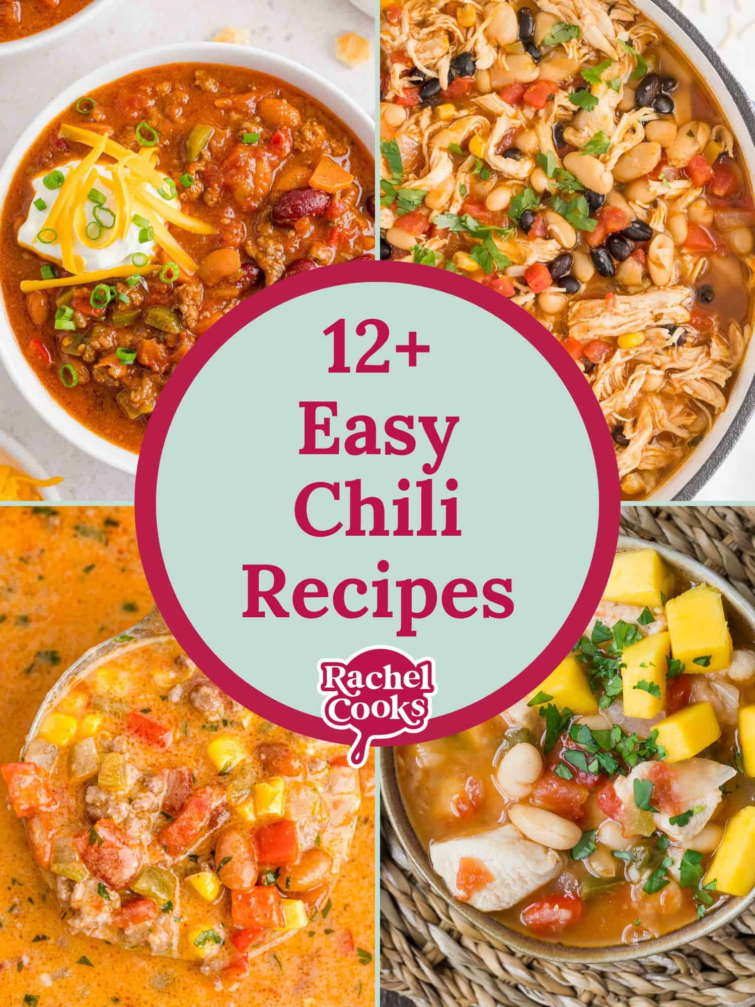 Chili recipes round up graphic, including text and photos.