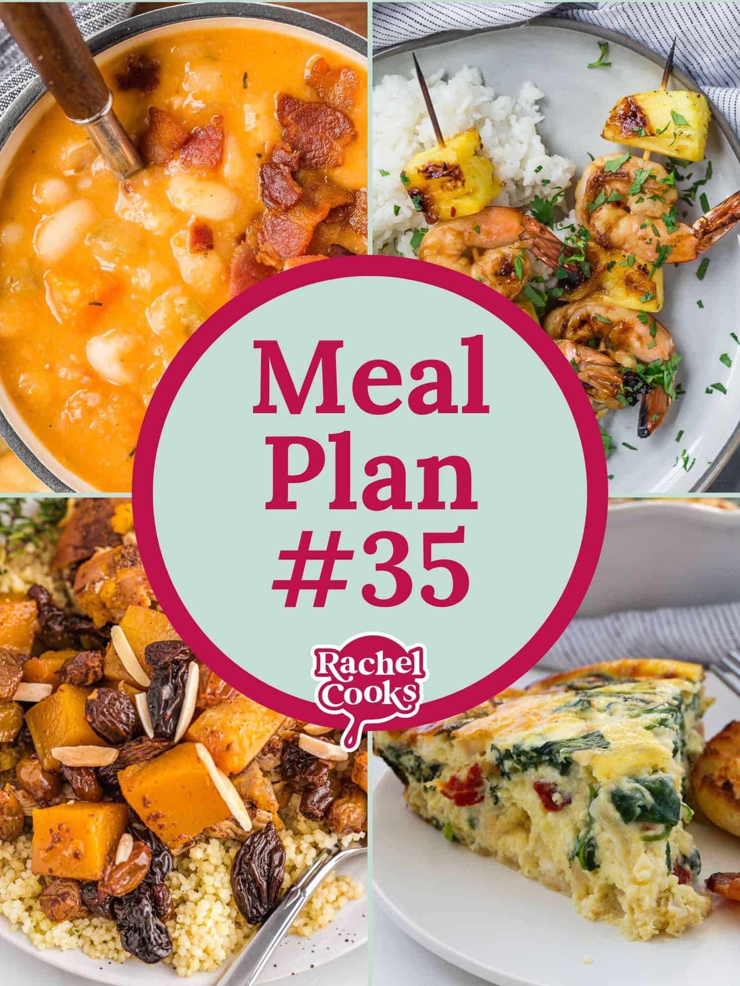 Meal plan graphic for meal plan 35 - text and photos.