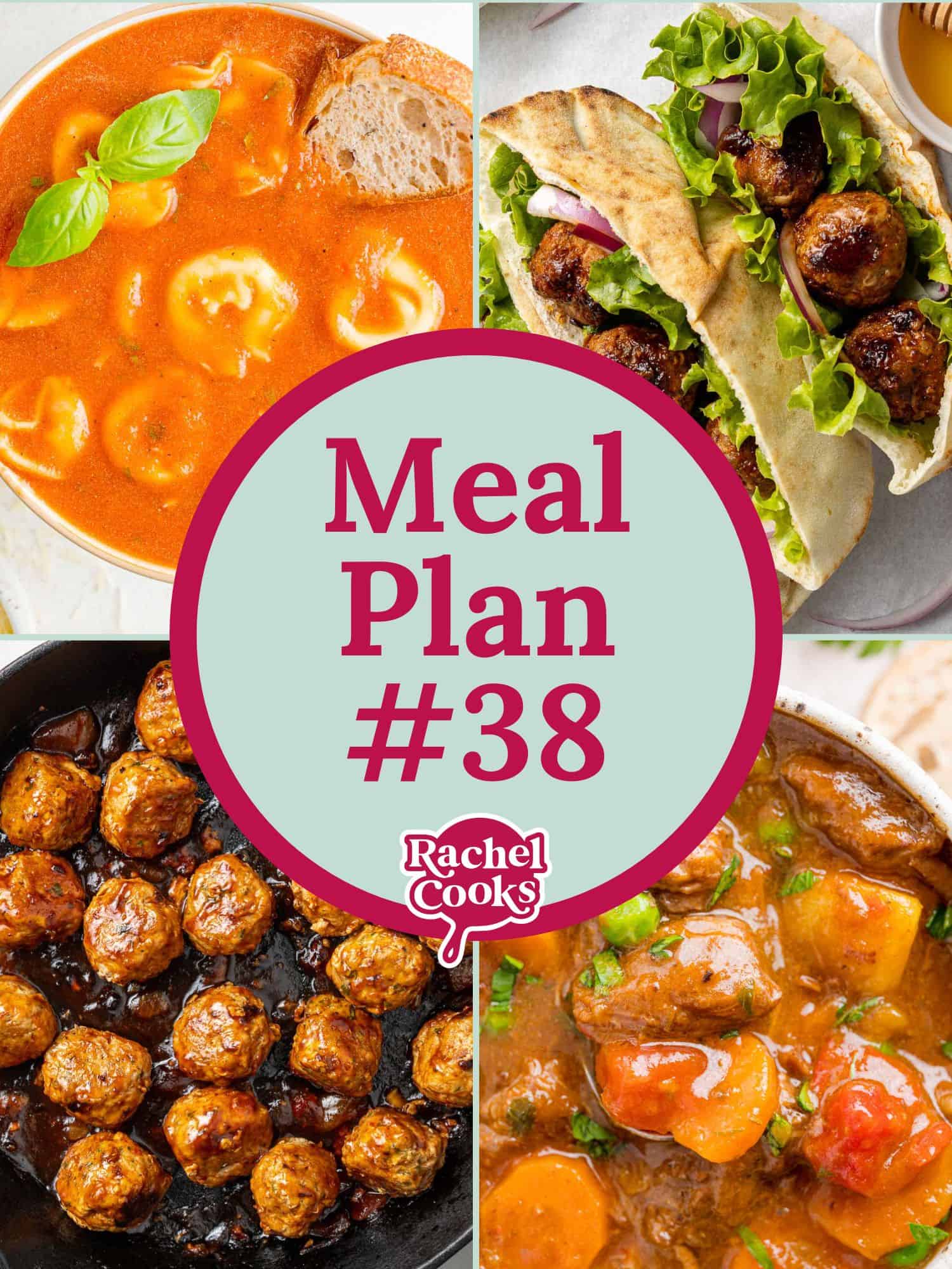 Meal plan graphic with text and photos.