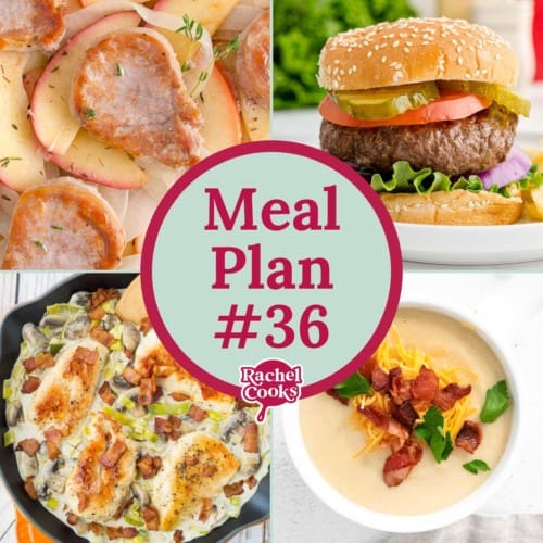 Meal plan 36 graphic with text and photos of the recipes included.