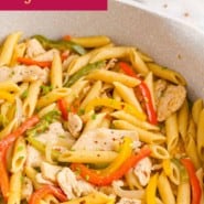 Rasta Pasta Pinterest graphic with text and photos.