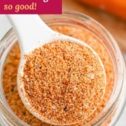 Salmon seasoning Pinterest graphic with text and photos.