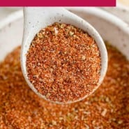 Southwest spice blend Pinterest graphic, with text and photos.