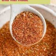 Southwest spice blend Pinterest graphic, with text and photos.