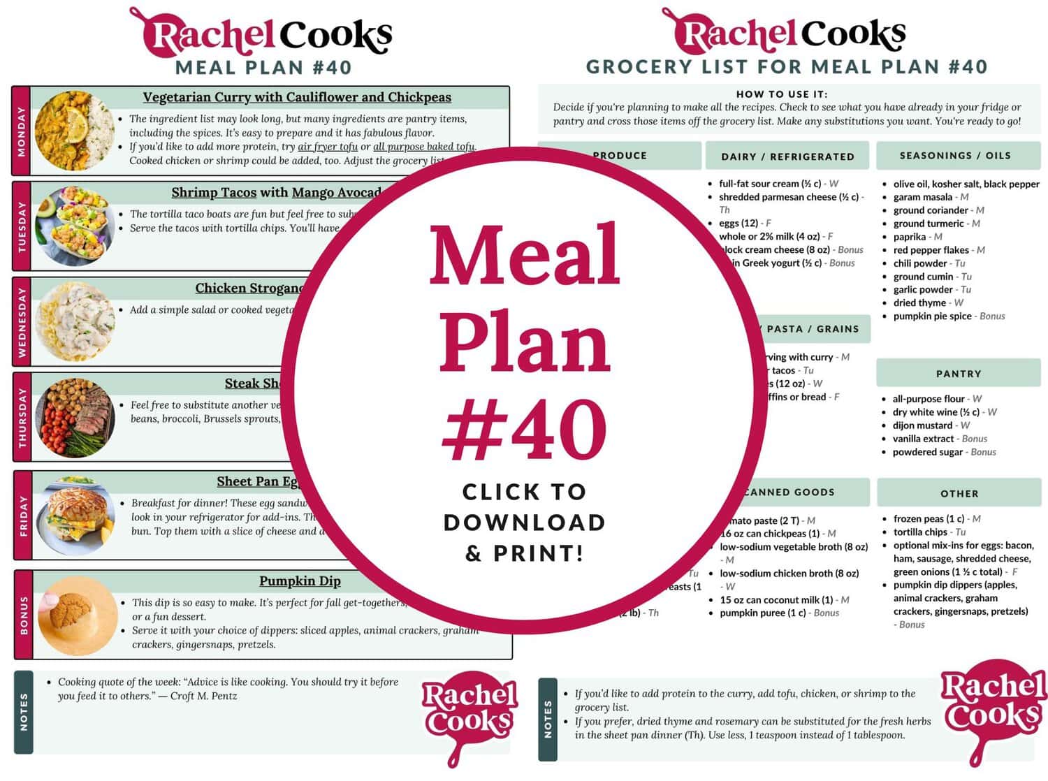 Meal plan 40 preview image.