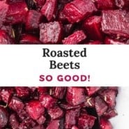 Roasted beets Pinterest graphic with text and photos.