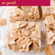 Cinnamon Toast Crunch Bars Pinterest graphic with text and photos.