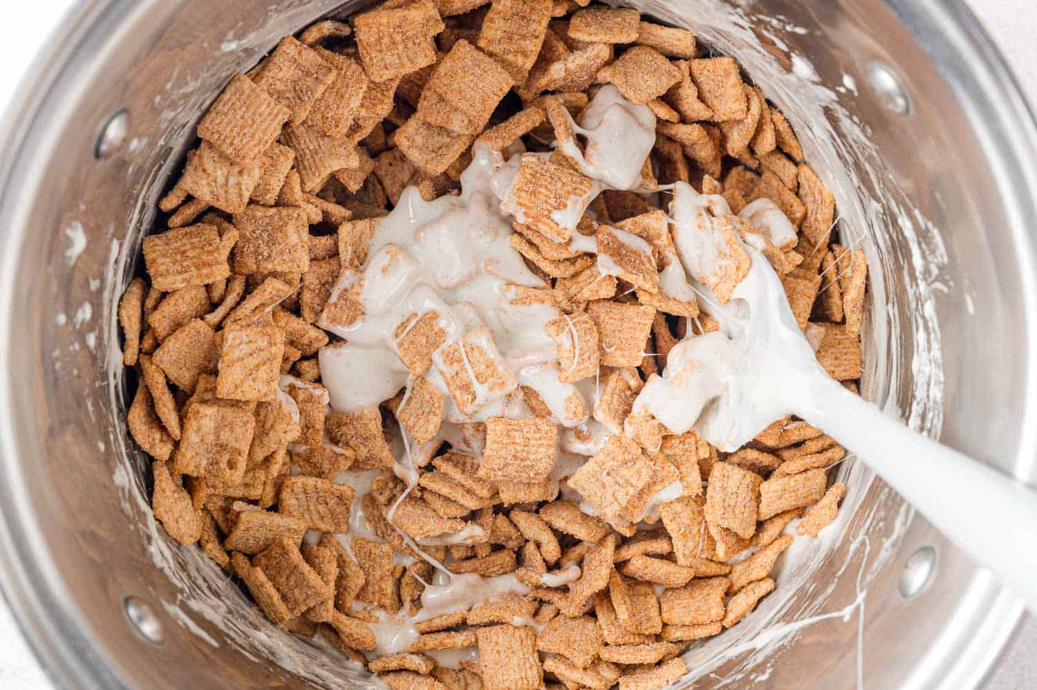 Marshmallows added to cereal.