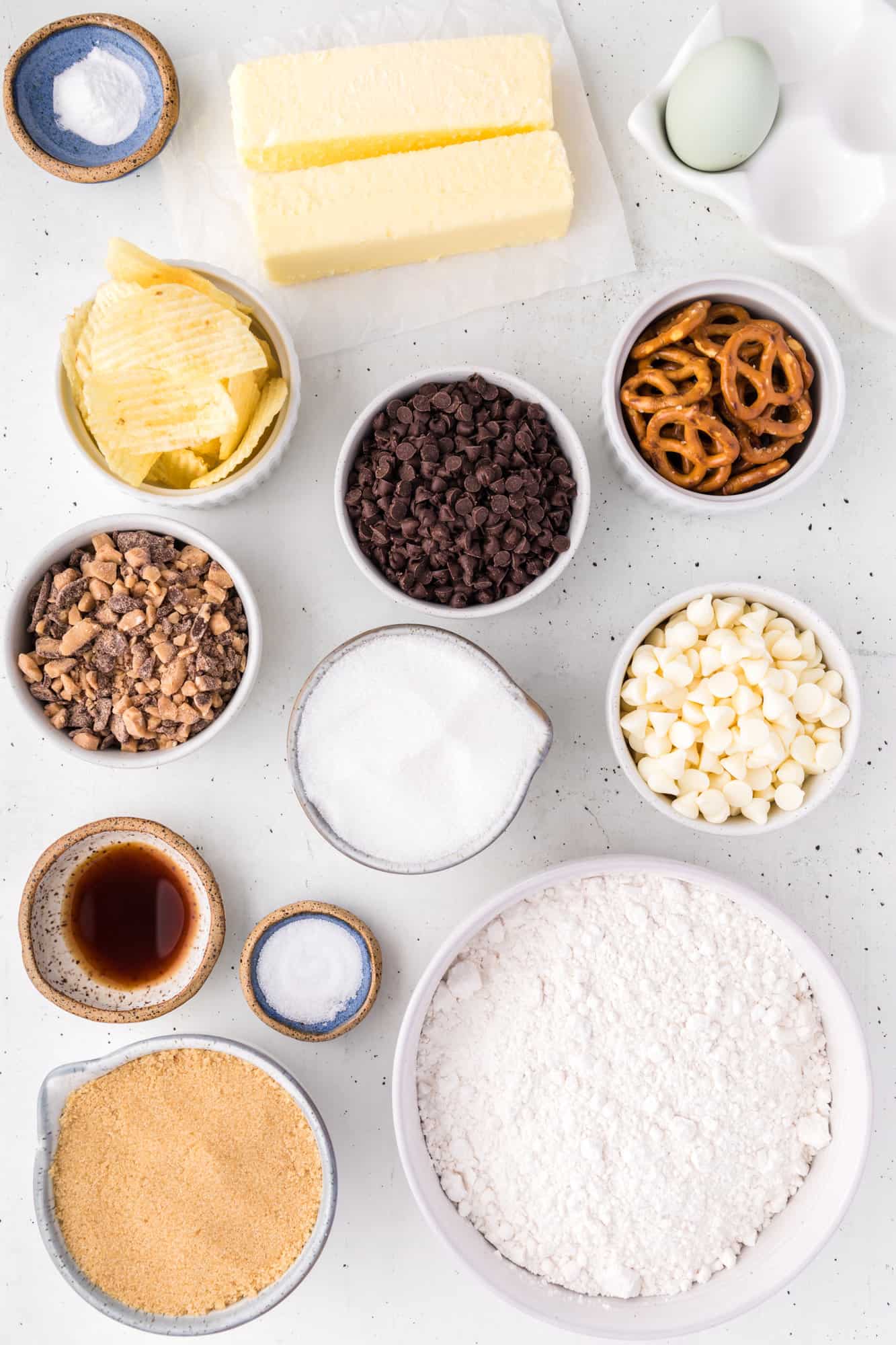 The ingredients for kitchen sink cookies.