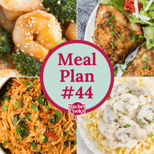 Meal plan 44 graphic, featuring photos and text.
