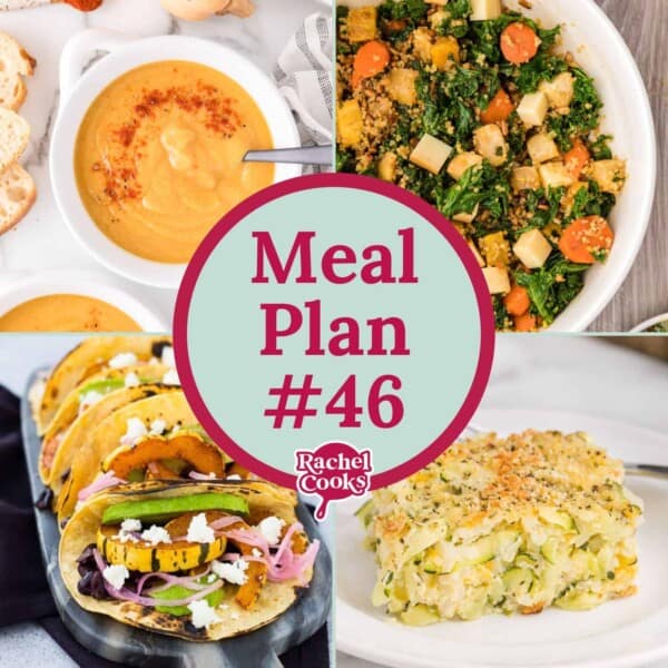 Meal plan 46 graphic with text and photos.