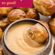 Beer cheese dip Pinterest graphic with text and photos.