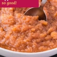 Crockpot applesauce Pinterest image with text and photos.