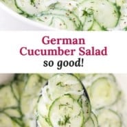 German cucumber salad Pinterest graphic.