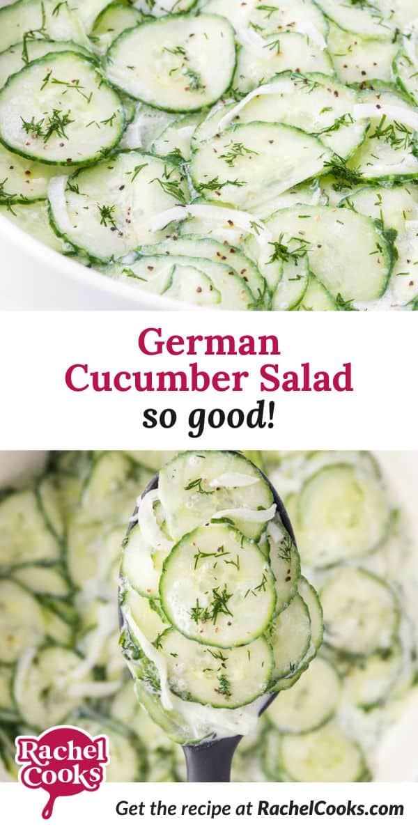 German cucumber salad Pinterest graphic.