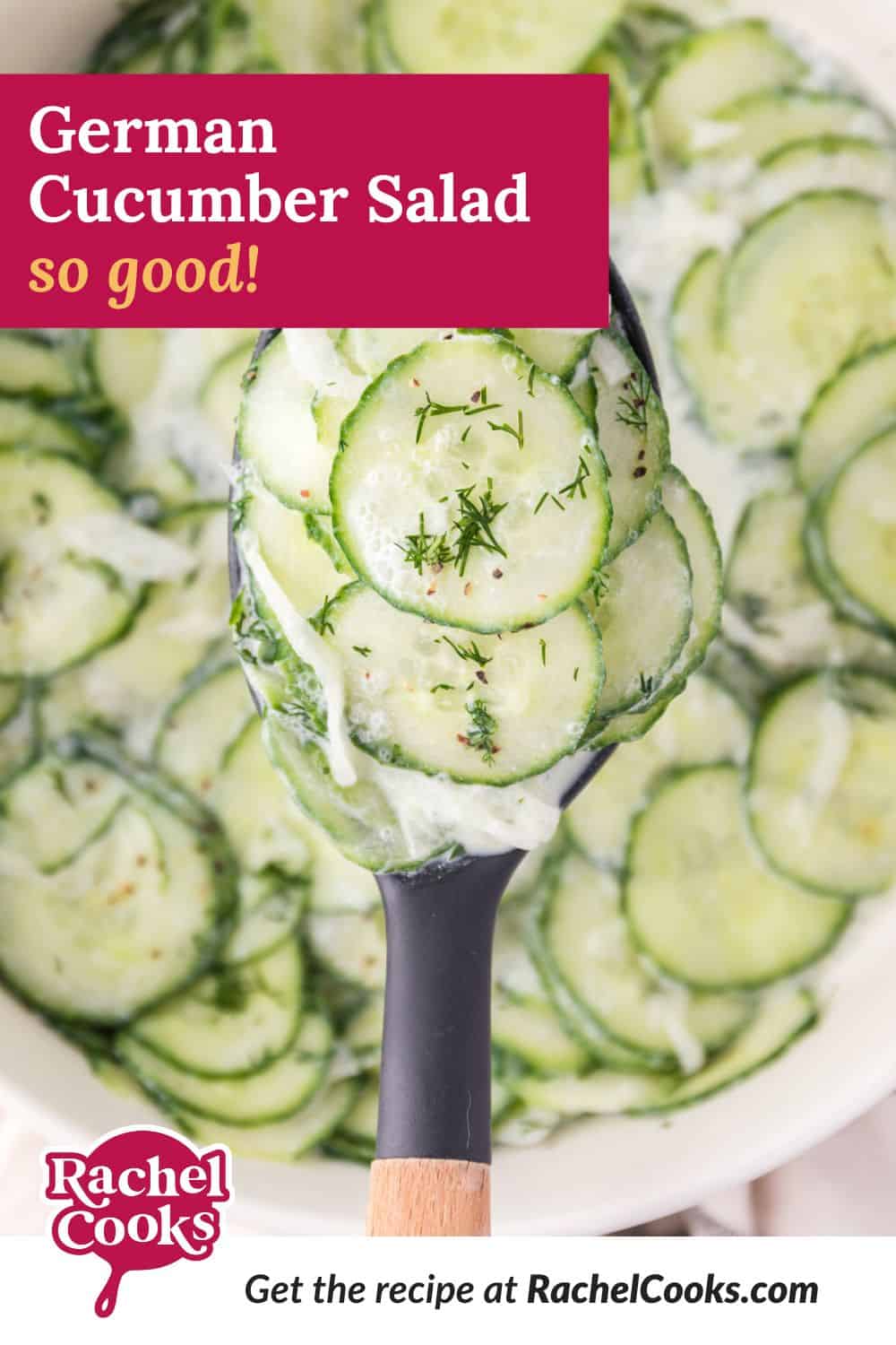 German cucumber salad Pinterest graphic.