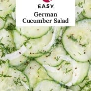 German cucumber salad Pinterest graphic.