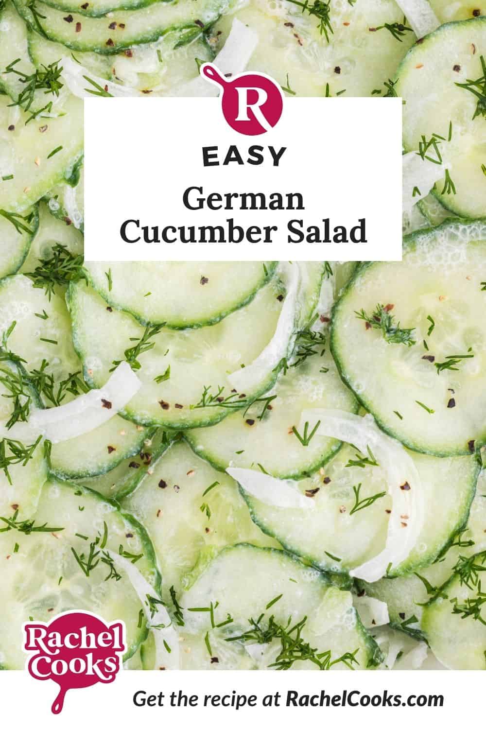 German cucumber salad Pinterest graphic.